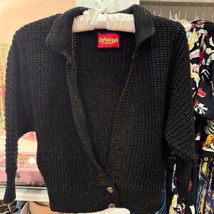 Freddies of Pinewood Black and Gold Lurex Cardigan Sweater